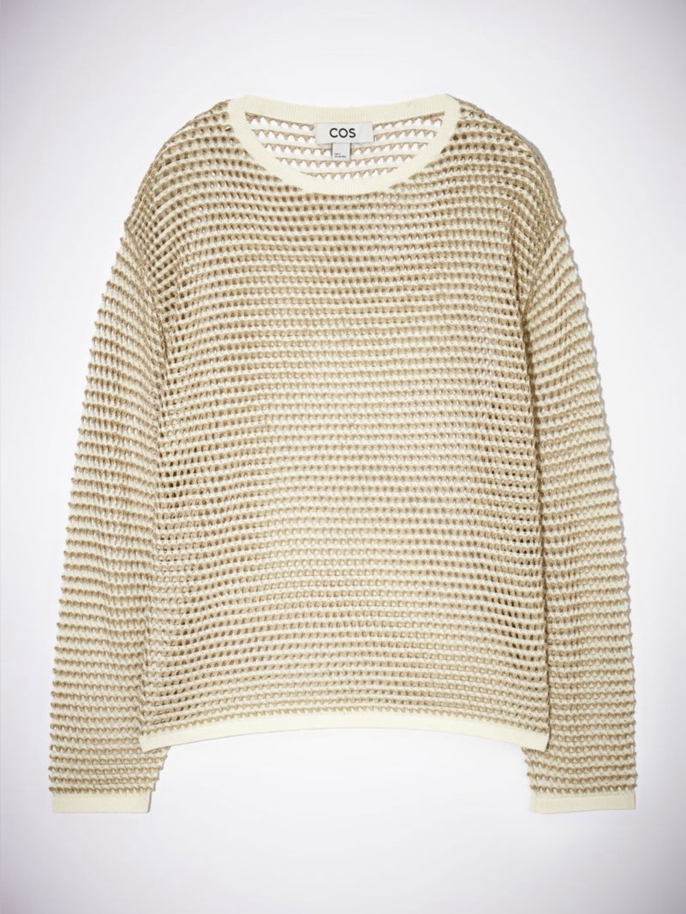 COS. Open Knit Sweater. Gold & Cream. Size XS.